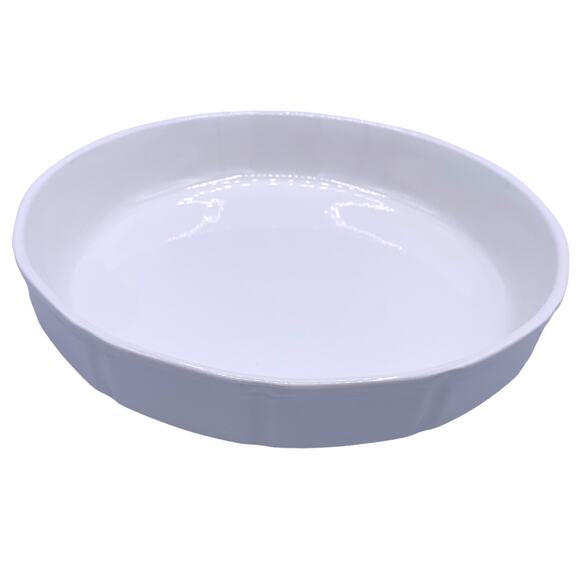 Large Round CAMEO Durable China 10-Inch Commercial Ribbed Baking Dish White - Picture 1 of 7